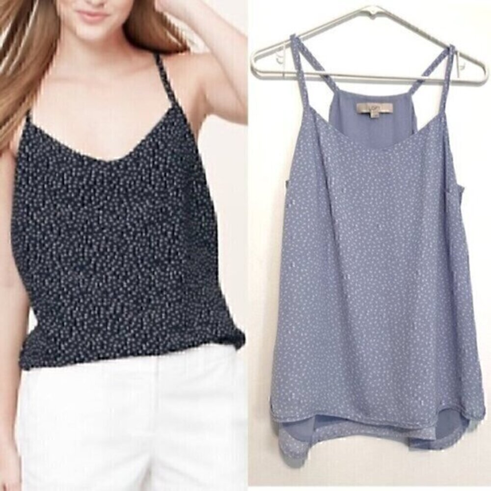 ANN TAYLOR LOFT Dove Print Shirttail Cami Periwinkle Purple Blue Bird Animal Top